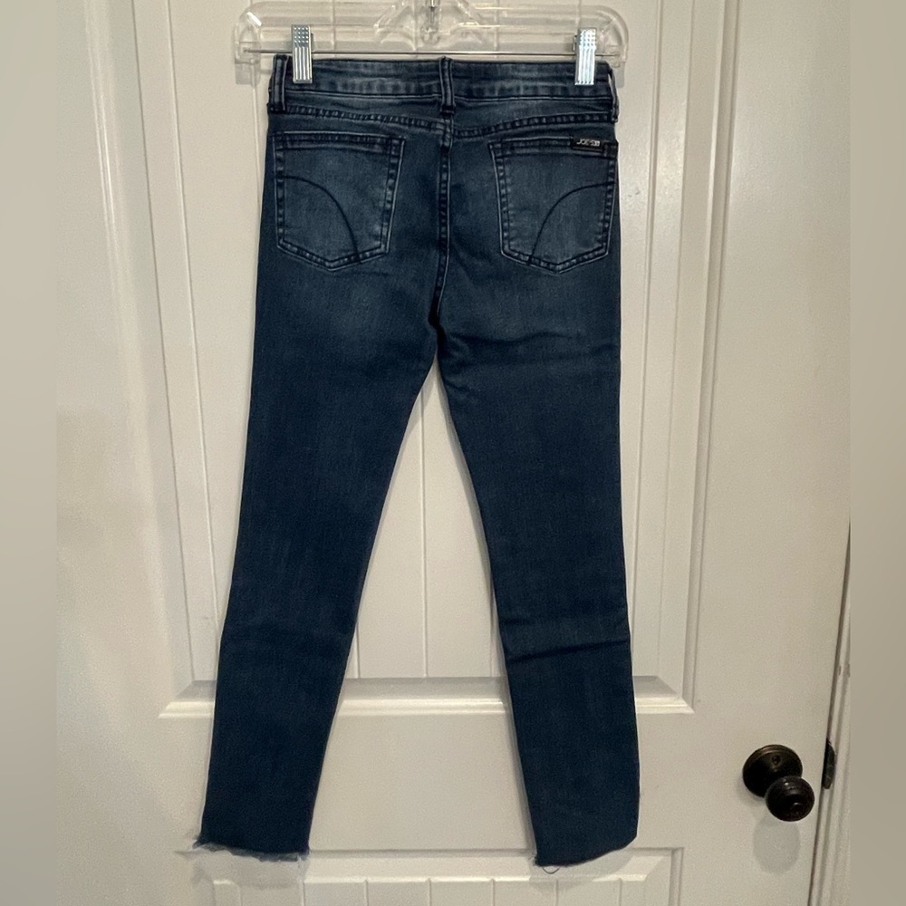 Joes girls size 14 dark wash straight skinny leg denim jeans tulip fringe bottom - Picture 2 of 14
